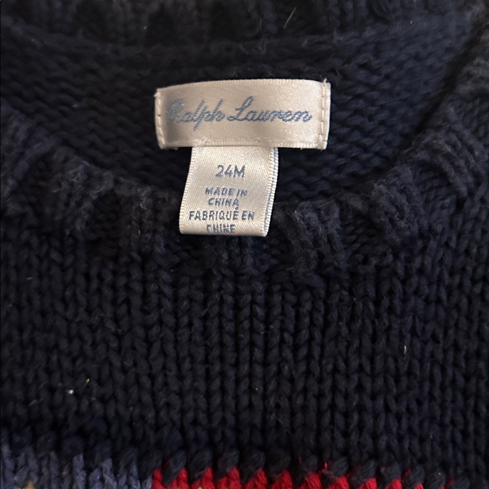 Ralph Lauren White Button-Down Shirt with Navy Tie pants and sweater - Picture 2 of 4